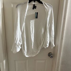 White 3/4 Sleeve Wrap Blouse